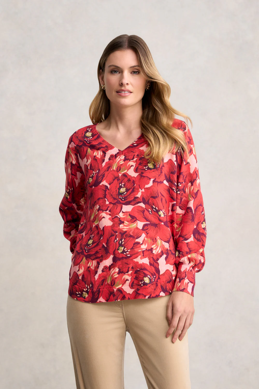 Blouson Sleeve Jumper - Rouge Magnolia - Skullriy