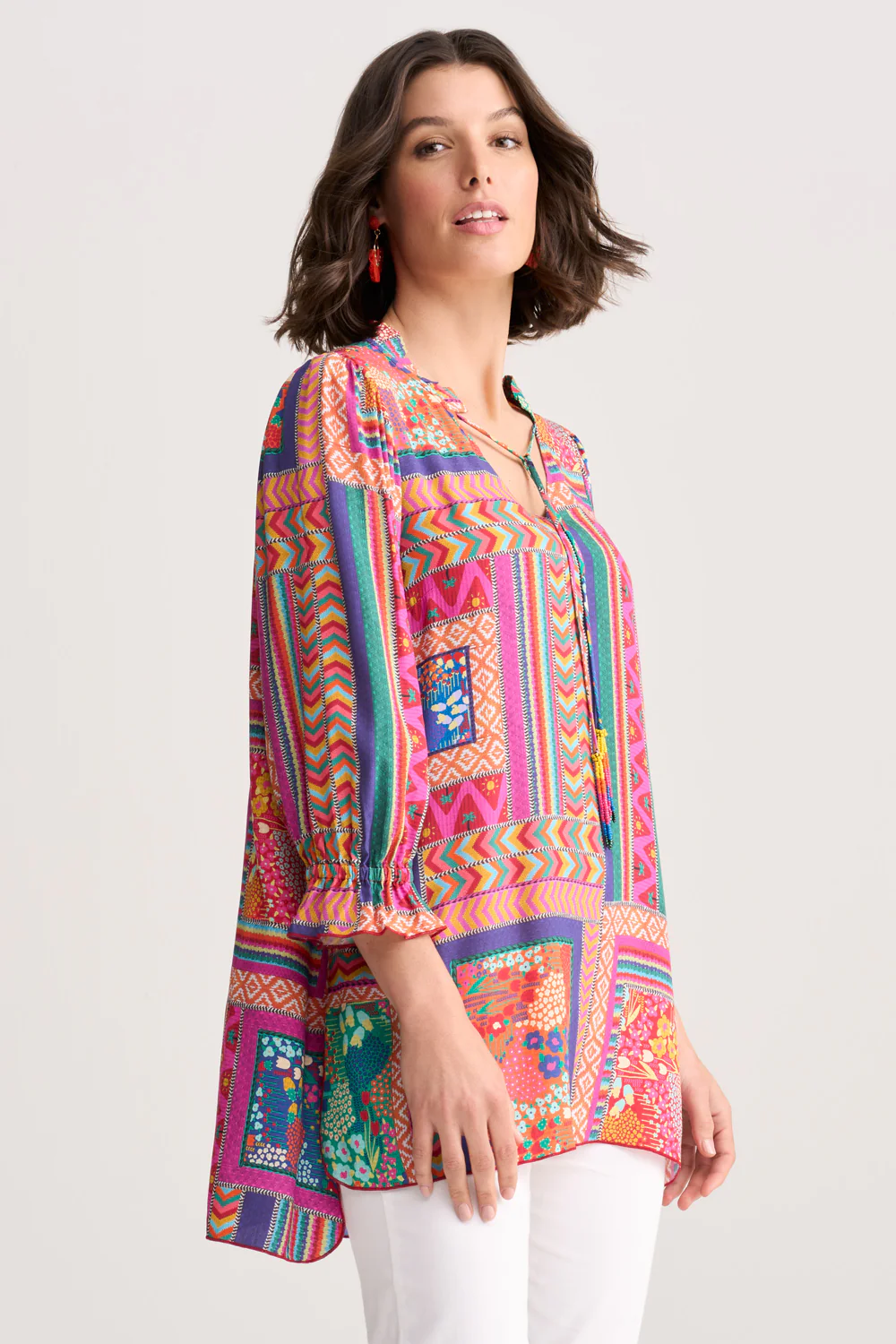 Beaded Tassel Kaftan - Tropical Patchwork - Skullriy
