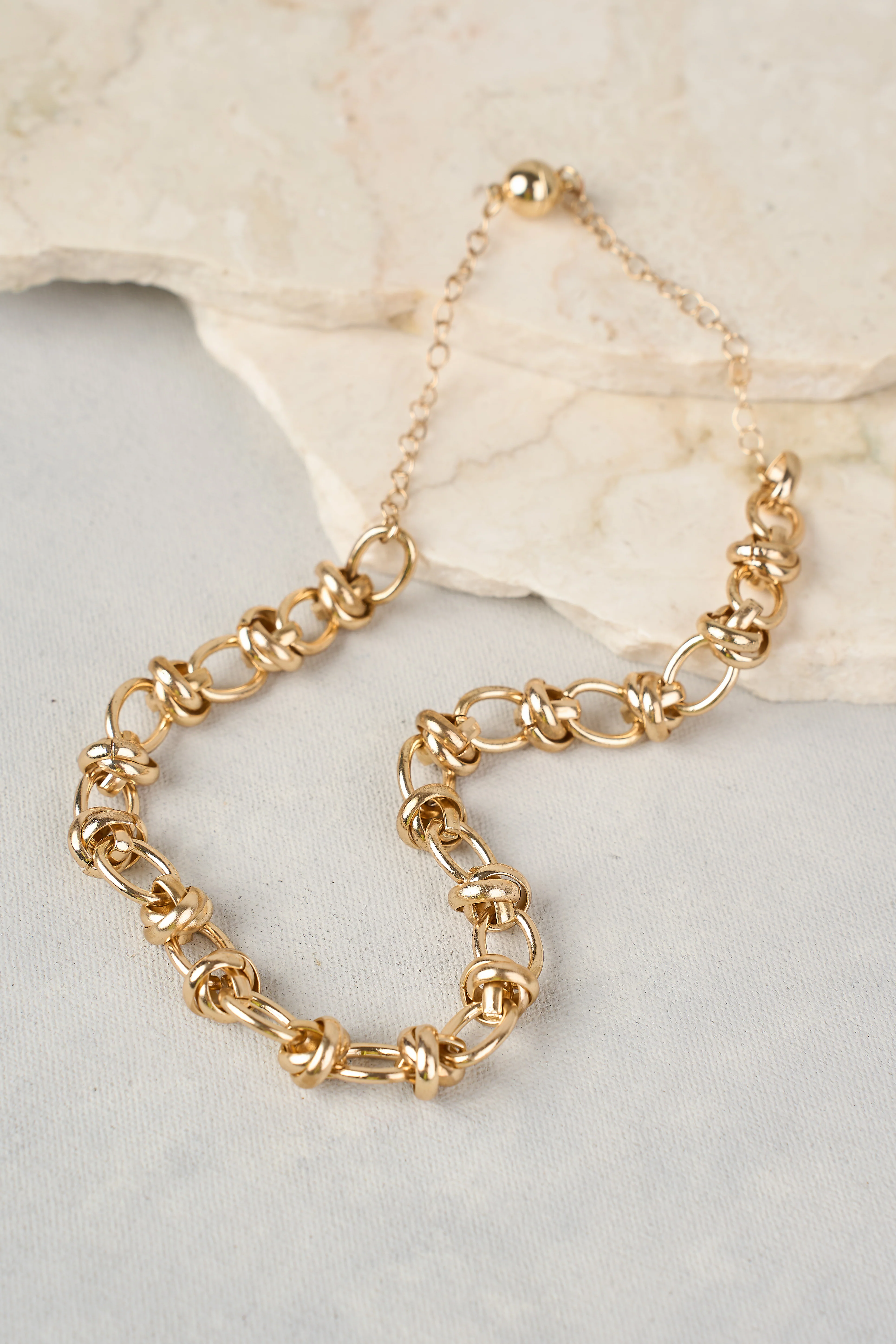 Gold Knot Link Necklace - Skullriy