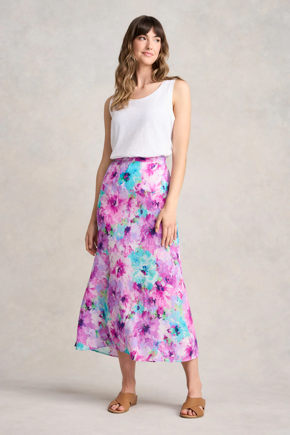 Printed Midi Skirt - Janes Bouquet - Skullriy