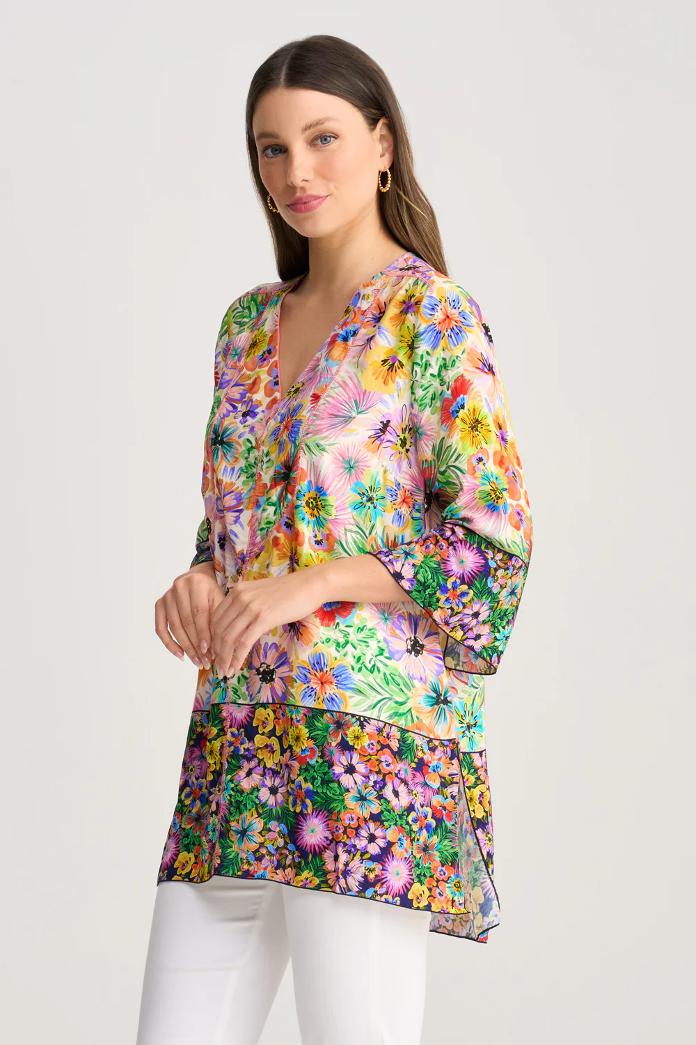 Top Stitch Kaftan - Flower Field Border - Skullriy