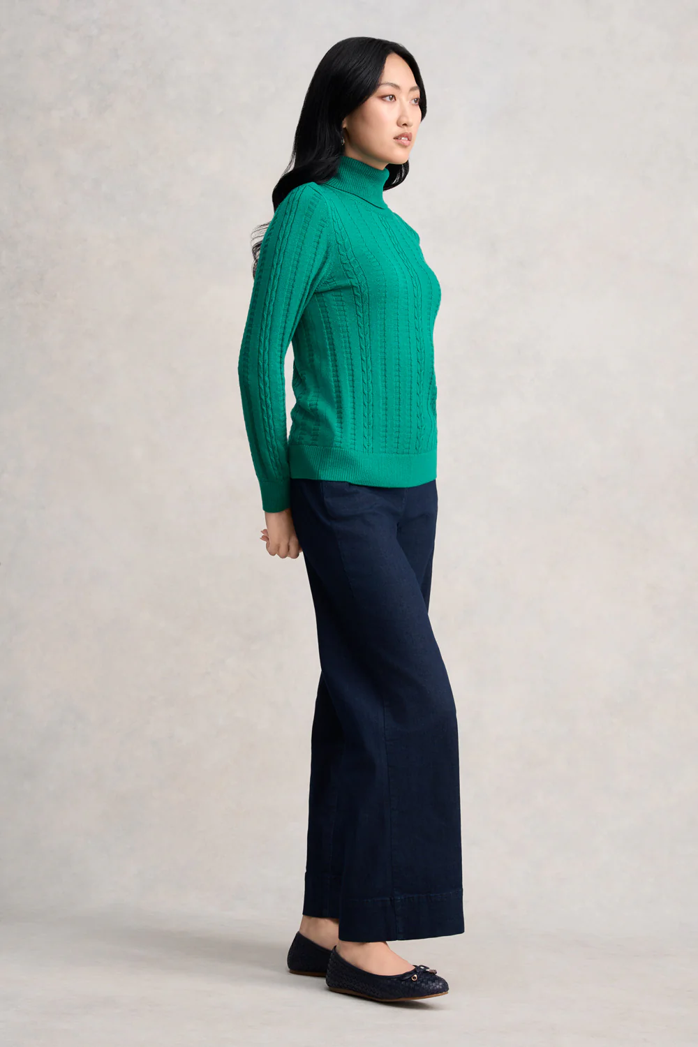 Wool Cable Jumper - Jade - Skullriy