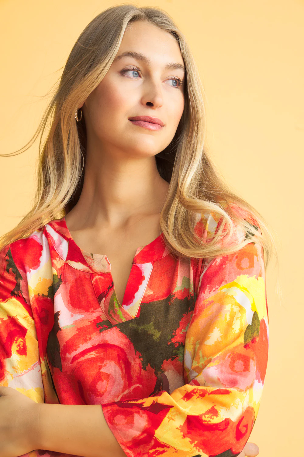 Notch Neck Tunic - Bouquet Print - Skullriy