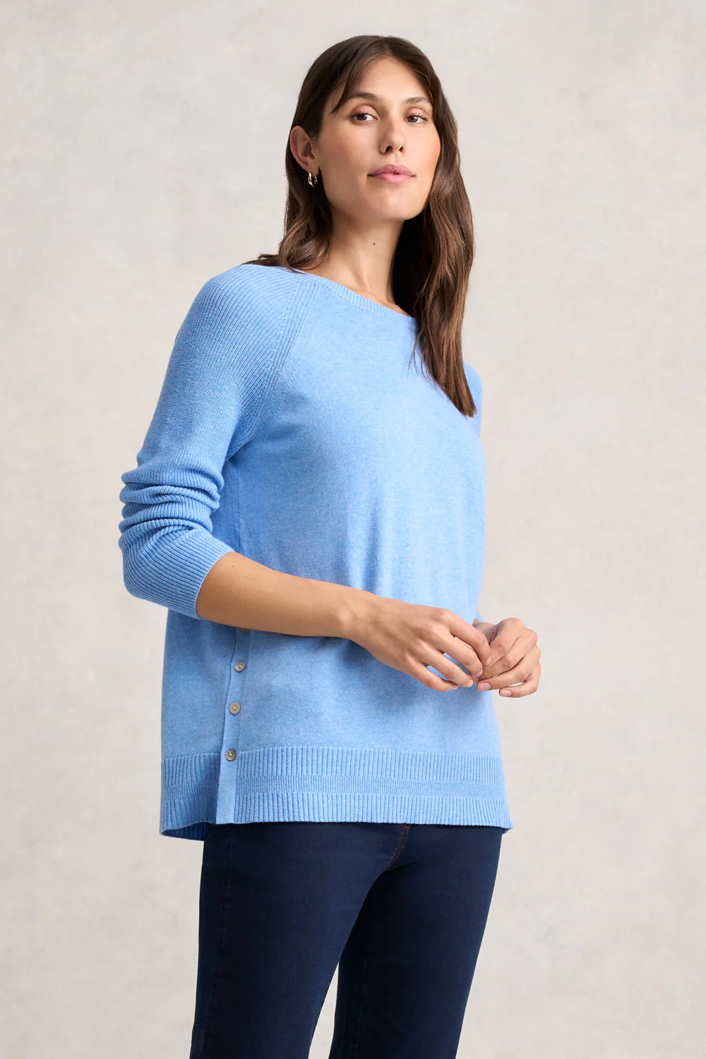 Buton Side Detail Jumper - Bluebell Marle - Skullriy