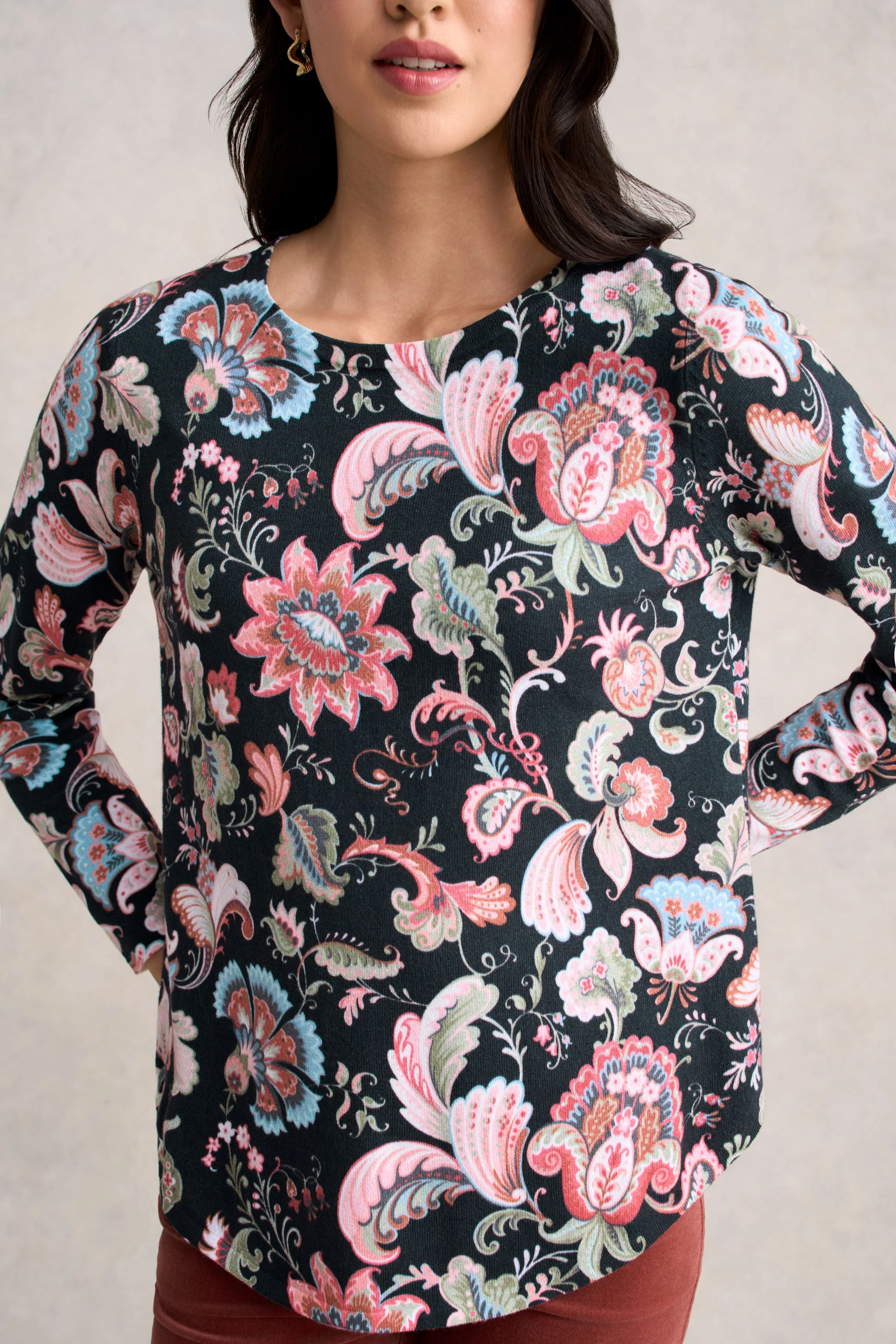 Printed Cotton Jumper - Tapestry Print - Skullriy