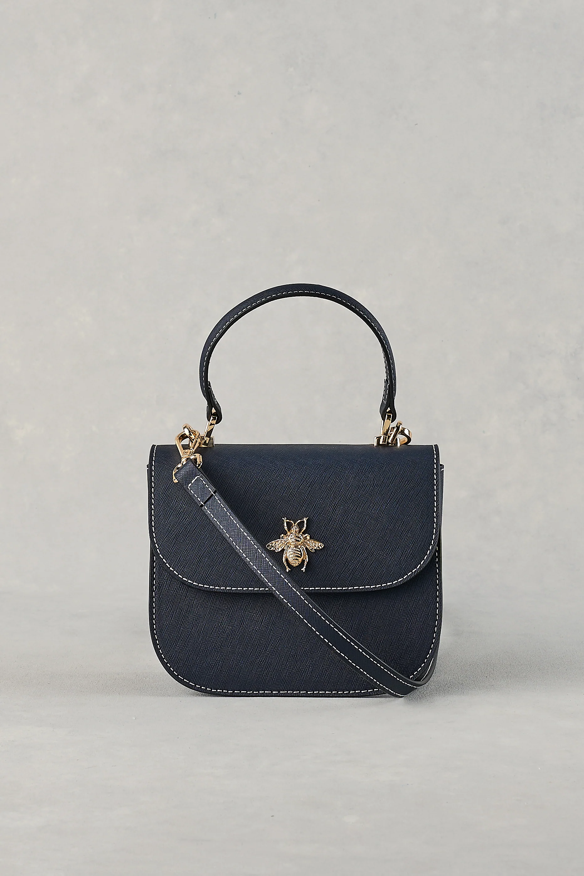 Structured Crossbody Bag - Navy - Skullriy