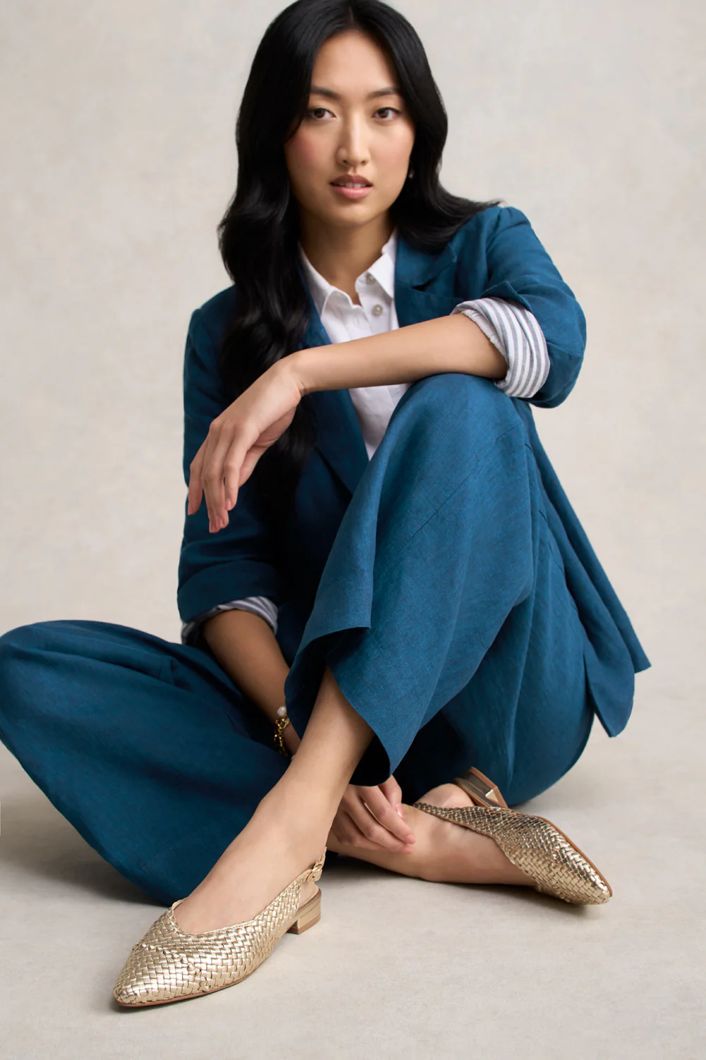 Hazel Woven Slingback - Gold - Skullriy