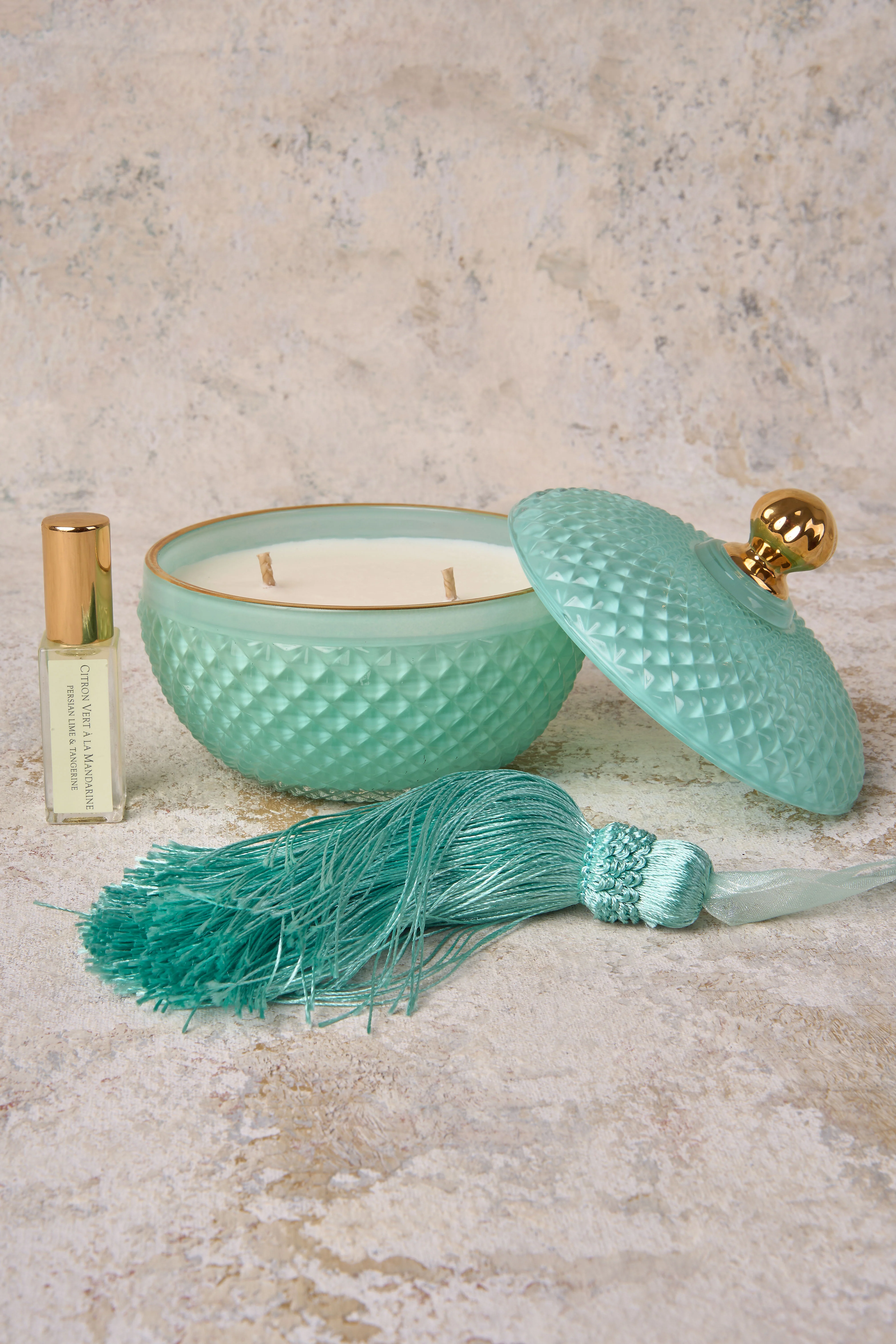 C te Noire Round Art Deco Blue Candle - Skullriy