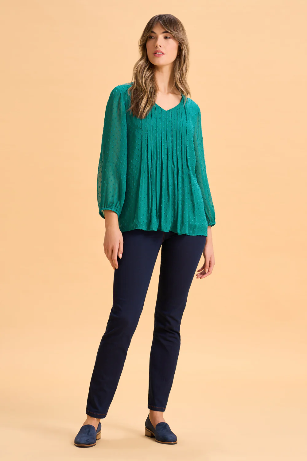 Clipped Georgette Blouse - Meadow Green - Skullriy