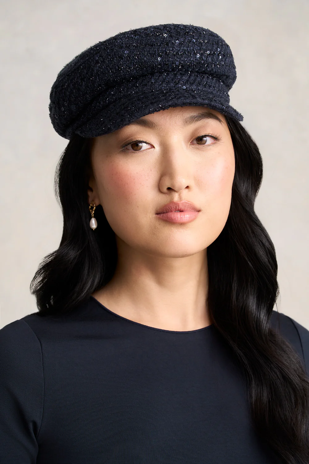 Navy Sequin Baker Boy - Skullriy