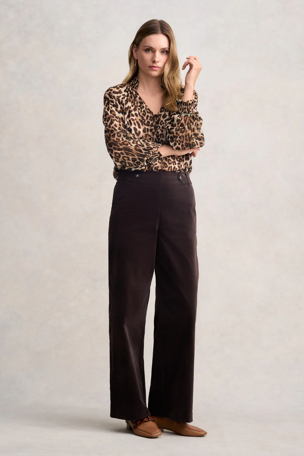 Wide Leg Velvet Pant - Chocolate - Skullriy