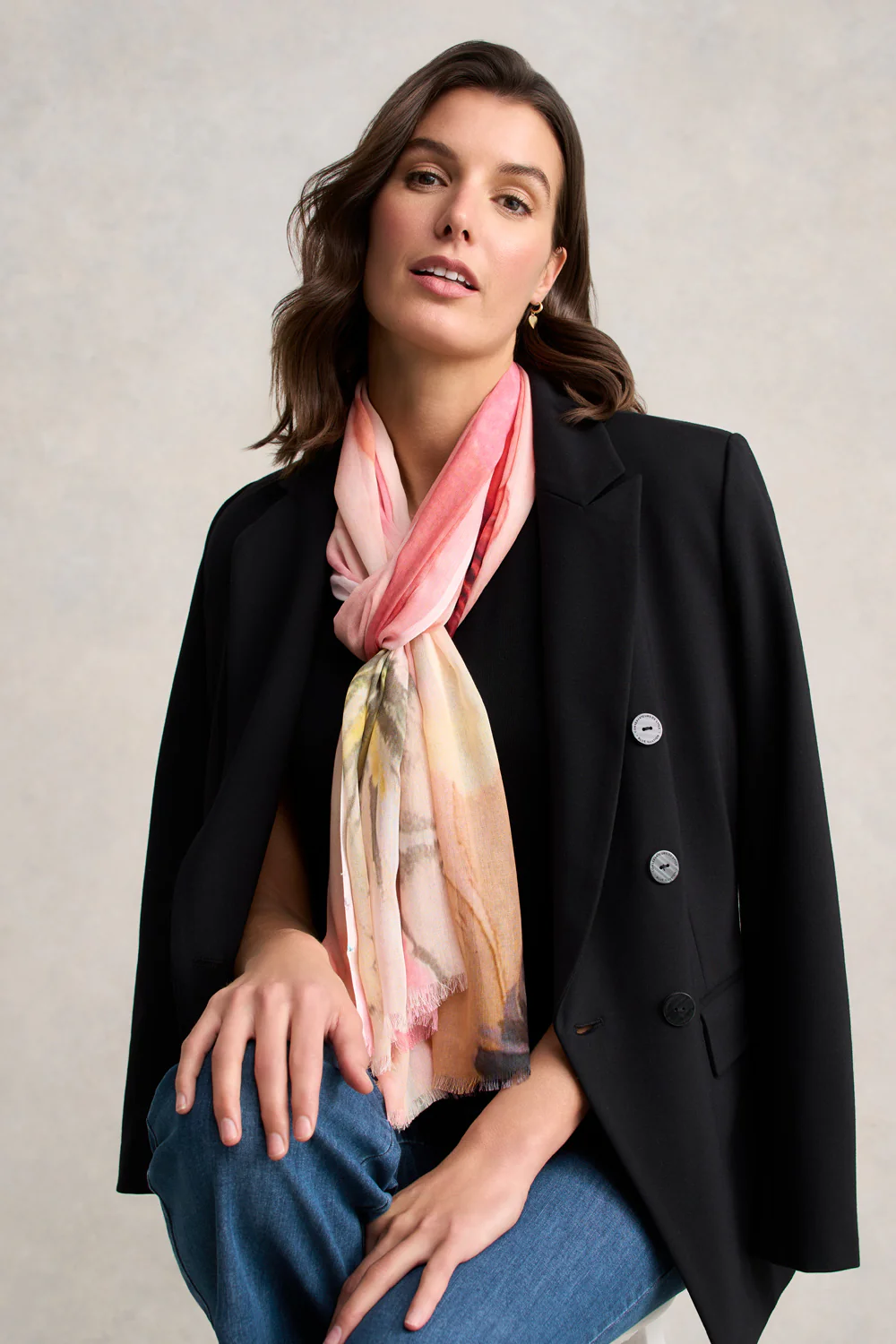 Watercolour Floral Scarf  C Multicolour - Skullriy