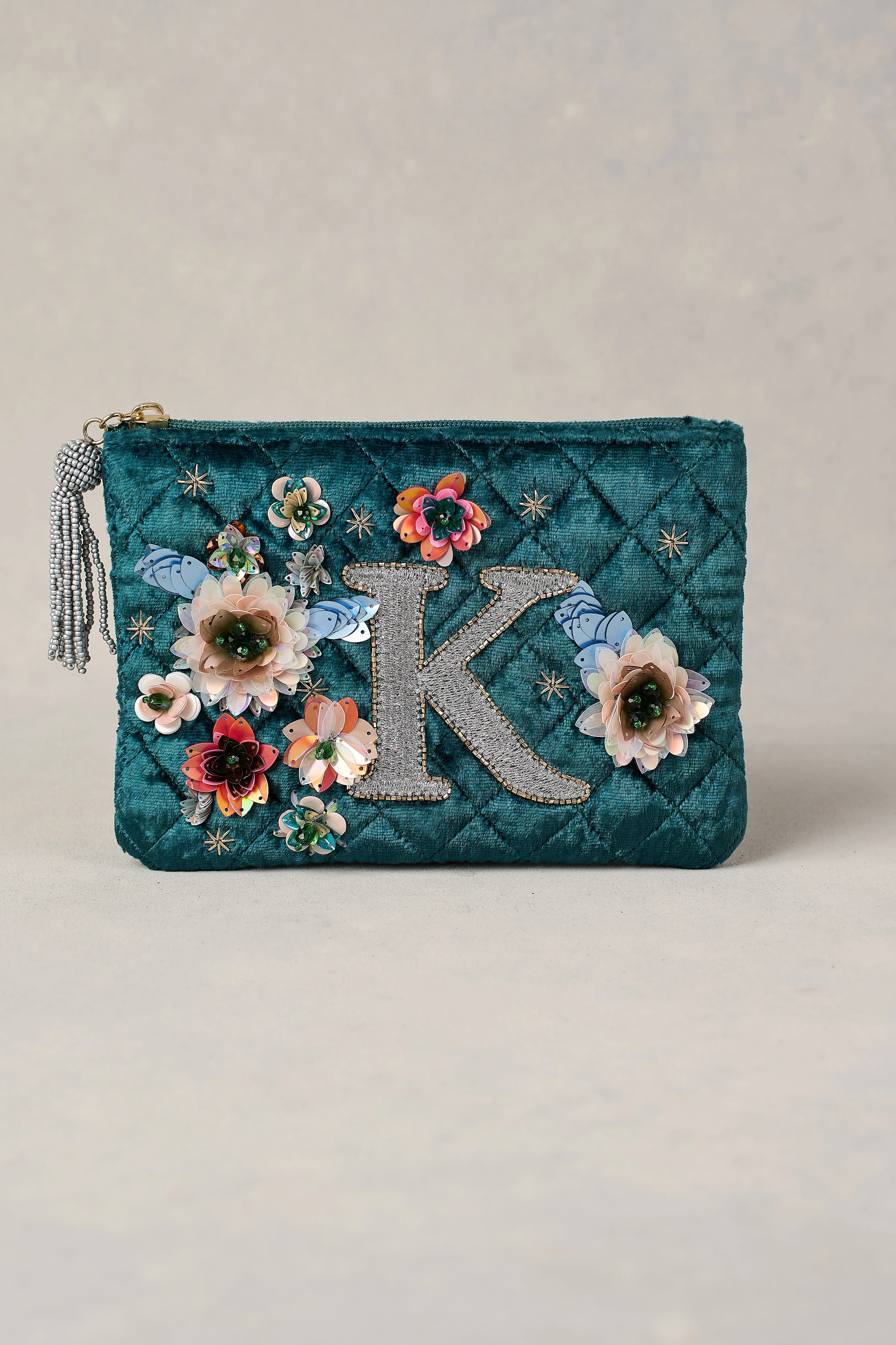 K Monogram Cosmetic Bag - Emerald - Skullriy