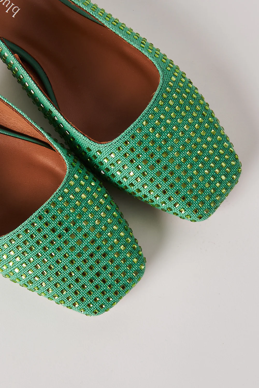 Margaux Rhinestone Flat - Green - Skullriy