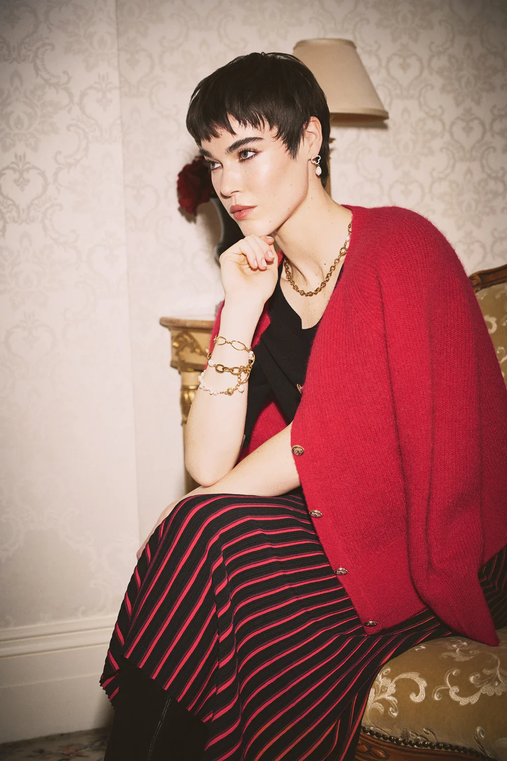 Striped Knit Skirt - Multi Stripe - Skullriy